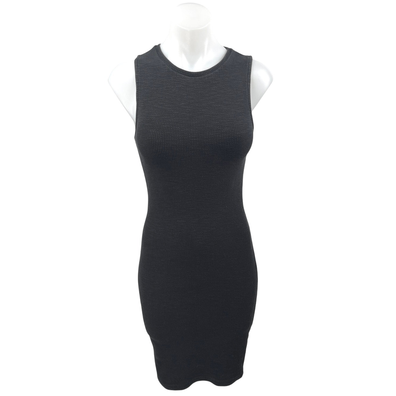 Zara Black Knit Sleeveless Cami Camisole Knee Length Bodycon Tank Dress Size S